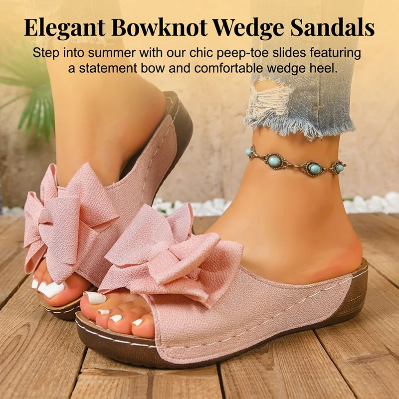 ⏳Time-Limited Special⏰Women's Bowknot Peep-Toe Wedge Sandals