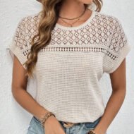 Knitted Mesh Short Sleeve Top - Image 9