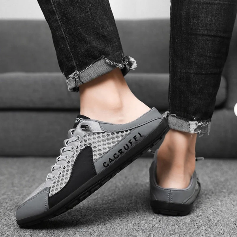 Men’s Breathable Mesh Slip-On Half Slippers-50%OFF