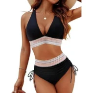V-Neck Patchwork Bikini 2-Piece Set - Image 5