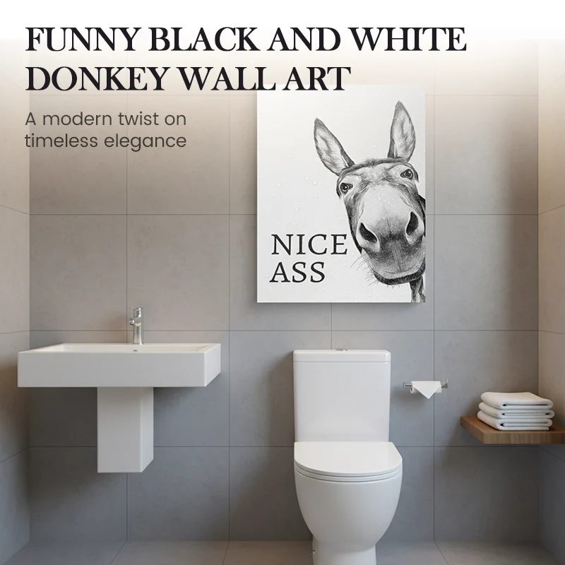 Funny Black and White Donkey Wall Art
