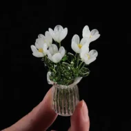 Miniature Colored Glass Flower Figurine Set - Image 10