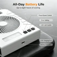 Dual-Power Outdoor Fan with Solar Panel and Light - Image 6
