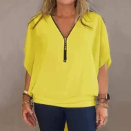 ✨Women's Chiffon Zip-up Neck Casual Top - Image 7