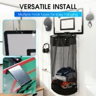 🎉FLASH DEAL 50% OFF – Over-the-Door Basketball Laundry Hamper | Creative Score Game, Big Black Mesh Net, Acrylic/Wood Backboard, No-Drill Install 🚪🏀 - Image 7