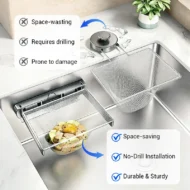 Foldable Sink Strainer Rack with Filter Nets - Image 4