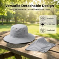 Breathable Fisherman Hat with Detachable Face Mask - Image 11