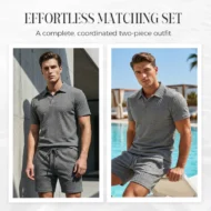 💞50K+ SOLD!💥🩳Men's Diamond Print 2-Piece Set – Ready in seconds! Soft, breathable top with easy shorts. No fuss, just style. Perfect for garden BBQs or coffee dates. - Image 7