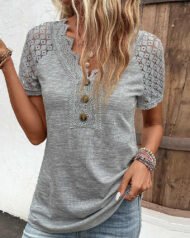 🔥Promotion - 49% discount🎉Lace short sleeve t-shirt - Image 4