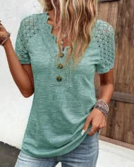 🔥Promotion - 49% discount🎉Lace short sleeve t-shirt - Image 9
