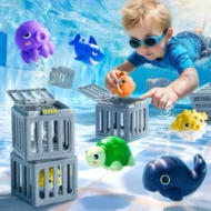 Summer Pool Toys for Kids - Diving Animal & Cage Set - Image 2