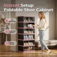Foldable & Stackable Shoe Cabinet with Clear Doors