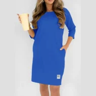 Women's Crew Neck Casual Loose T-Shirt Dress - Image 18