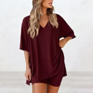 Women's Lounge V-Neck Top & Shorts Set