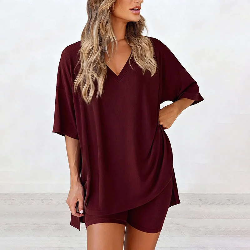Women's Lounge V-Neck Top & Shorts Set