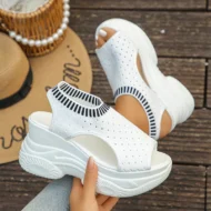 Women's Breathable Peep-Toe Wedge Sandals - Image 11