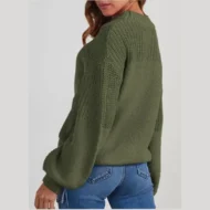 Women's Loose Fit Long Sleeve Knit Sweater - Image 3