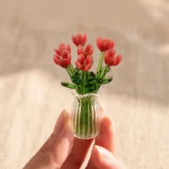 Miniature Colored Glass Flower Figurine Set - Image 8