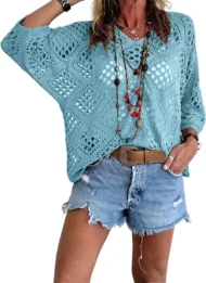 ⏰Last day sale 50% OFF🔥Hot Sale-Womens Bohemian-Inspired Beige Crochet Top with V-Neck - Image 8