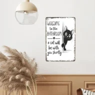 Cute Cat Bathroom Decor Sign - Image 4