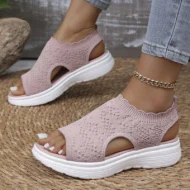 ⏳LAST DAY SALE ONLY ￡12.99!!💐 Women's Breathable Knit Platform Sandals – Air-permeable knit upper, cushioned sole & lightweight comfy summer footwear ✨ - Image 12