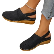 Women's Casual Perforated Wedge Slingback Sandals - Image 5