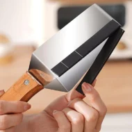 Triangle Stainless Steel Fruit Cutter with Wood Handle for Kitchen - Image 4