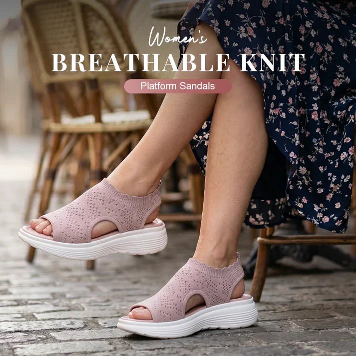 ⏳LAST DAY SALE ONLY ￡12.99!!💐 Women's Breathable Knit Platform Sandals – Air-permeable knit upper, cushioned sole & lightweight comfy summer footwear ✨