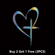 Glitter Heart Cross Car Decal Sticker - Image 33