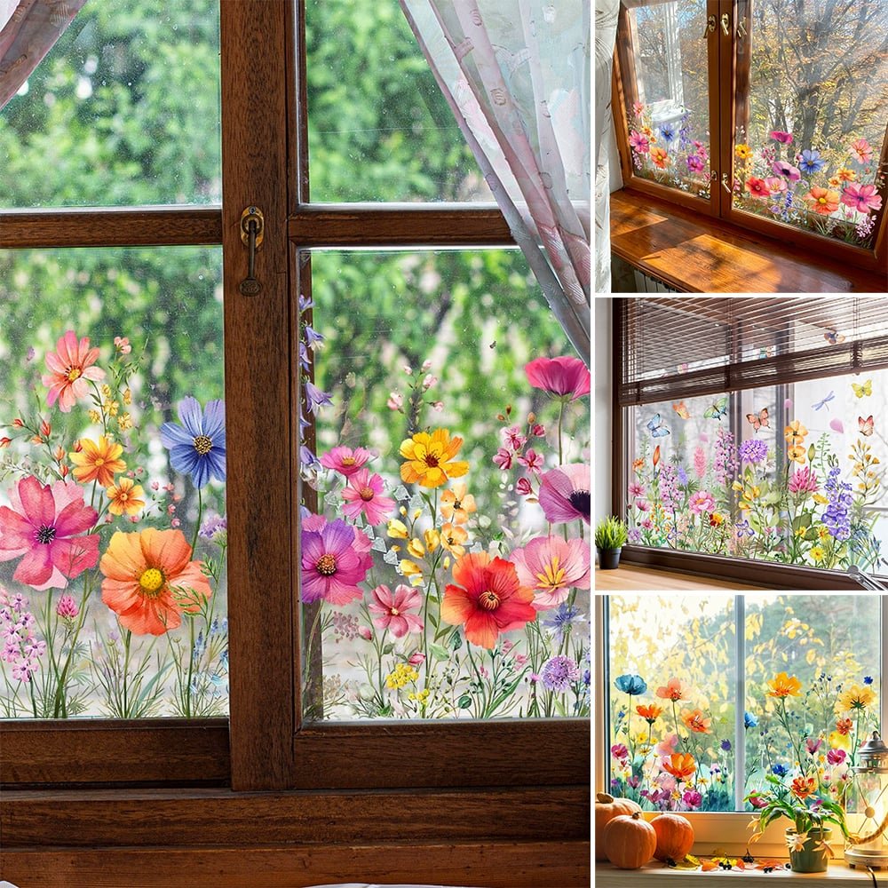 💐Time-limited Special💞Colorful Floral Bouquet Window Sticker🖼️(Cut to size freely)