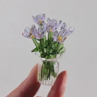 Miniature Colored Glass Flower Figurine Set - Image 16