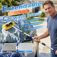 🚗 Extendable Car Wash Brush – 60" Long Handle, 360° Clean! ✨ Reach higher, scrub smarter – gentle on paint, tough on dirt! 🧼💦
