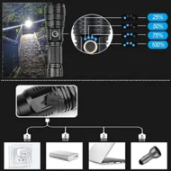 Set of Super Bright Waterproof Rechargeable Flashlights with Zoom - Image 4