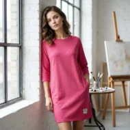 Women's Crew Neck Casual Loose T-Shirt Dress - Image 9