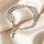 Double-Wrap Rosary Beaded Bracelet - Image 15