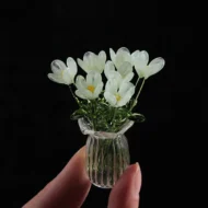 Miniature Colored Glass Flower Figurine Set - Image 19