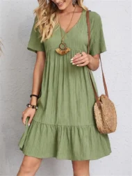 🔥Hot Sale 49% OFF💝Retro V-neck Loose Casual Dress - Image 3