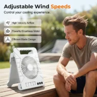 Dual-Power Outdoor Fan with Solar Panel and Light - Image 2