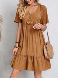 🔥Hot Sale 49% OFF💝Retro V-neck Loose Casual Dress - Image 8