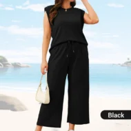 2025 New Women's Casual Sleeveless Top & Wide-Leg Pants Set - Image 10