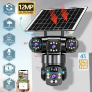 6K 9MP Outdoor Wi-Fi Security Camera | 10x Zoom, 3 Lenses, 360° PTZ | IP66 Waterproof, Color Night Vision, Two-Way Audio, Motion Tracking