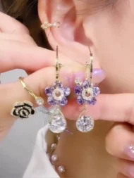 💖 Fashion Flower Crystal Earrings - Image 9