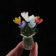 Miniature Colored Glass Flower Figurine Set - Image 21