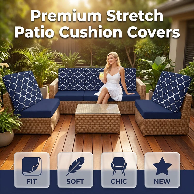 🛋️ LIMITED-TIME 50% OFF! ✨ Patio Sofa Cushion Cover – Stretch, Water-Resistant ✨