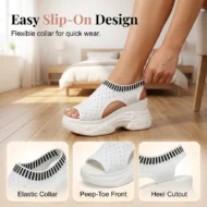 Women's Breathable Peep-Toe Wedge Sandals - Image 4
