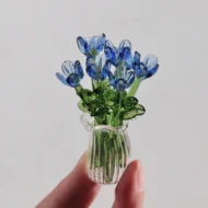 Miniature Colored Glass Flower Figurine Set - Image 20