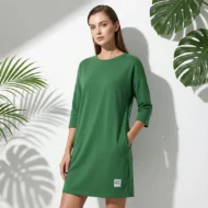 Women's Crew Neck Casual Loose T-Shirt Dress - Image 7