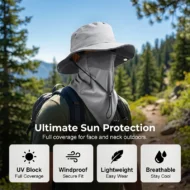 Breathable Fisherman Hat with Detachable Face Mask