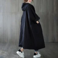 Oversized Large Pocket Hooded Long Trench Coat - Image 3