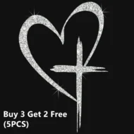 Glitter Heart Cross Car Decal Sticker - Image 12